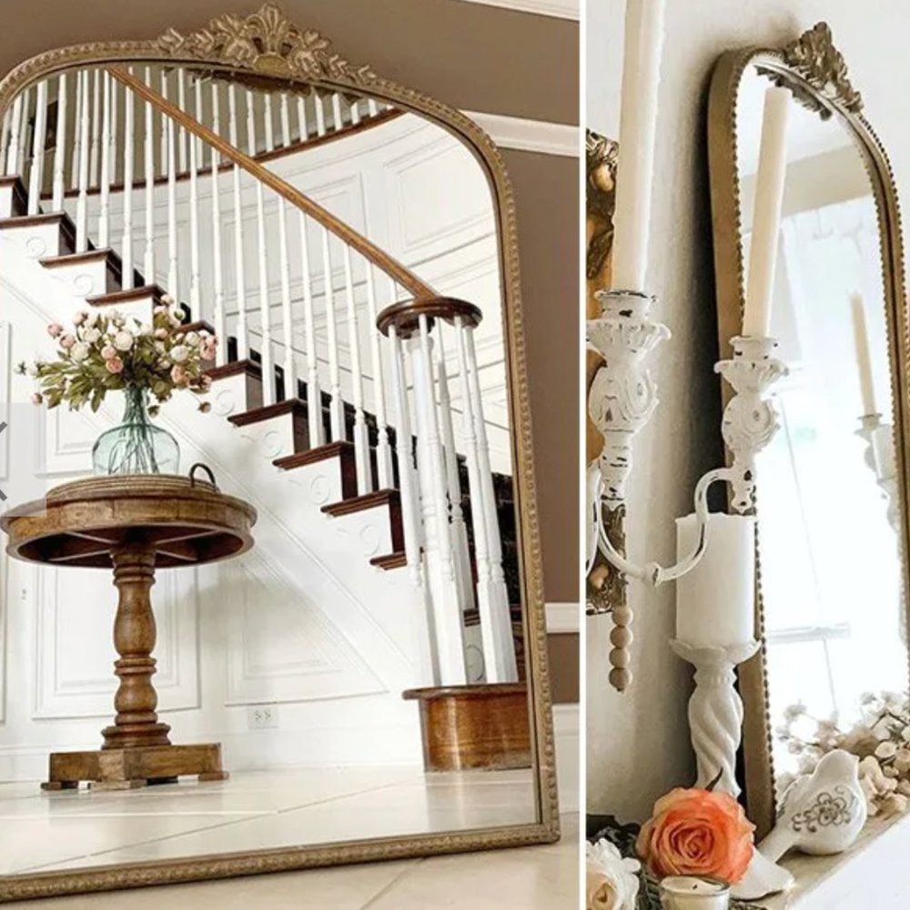 Antique Inspired Gleaming Metal Mirror